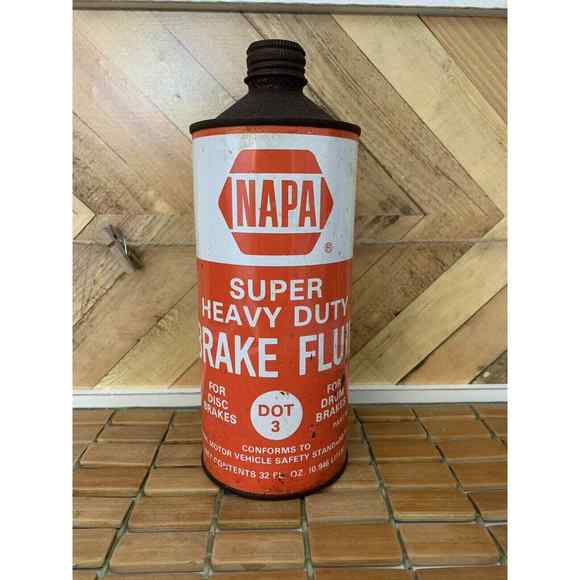 Napa Accents Vintage Metal Can Napa Brake Fluid Oil Rusty With Lid